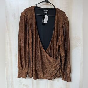 City Chic Women's Bronze Glitter Top